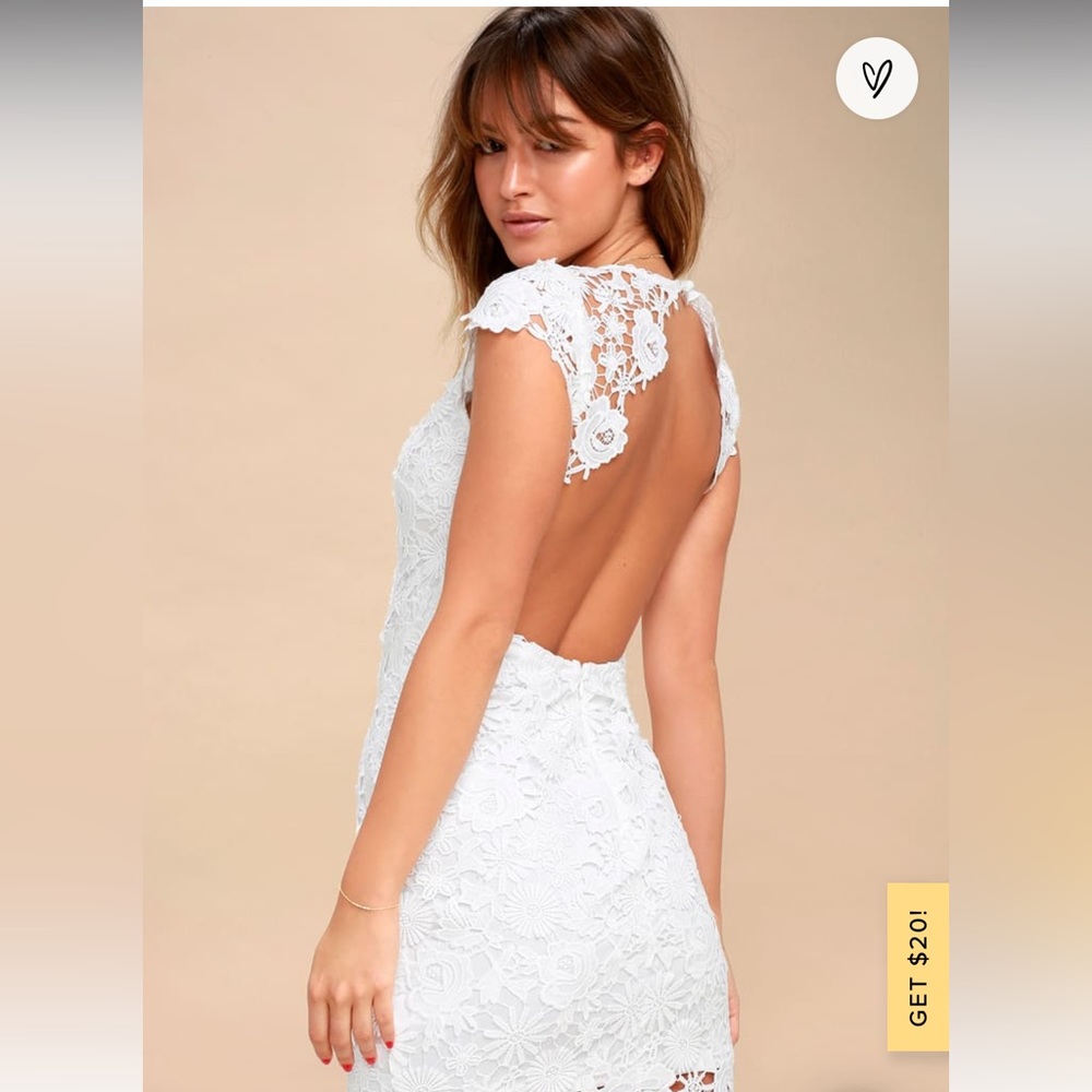 Romance Language White Backless Lace Dress